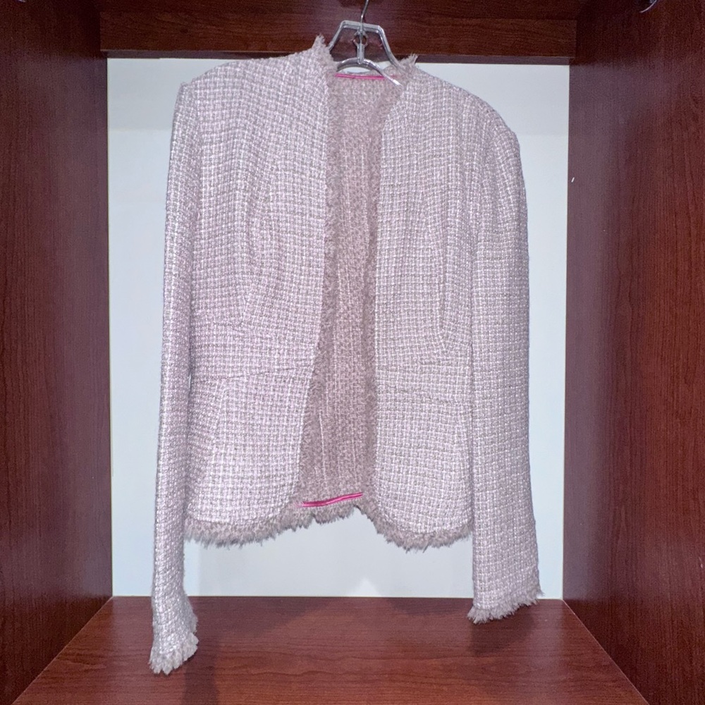 Designer pale pink tweed blazer
